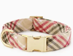 Egg Nog Plaid Flannel Dog Collar