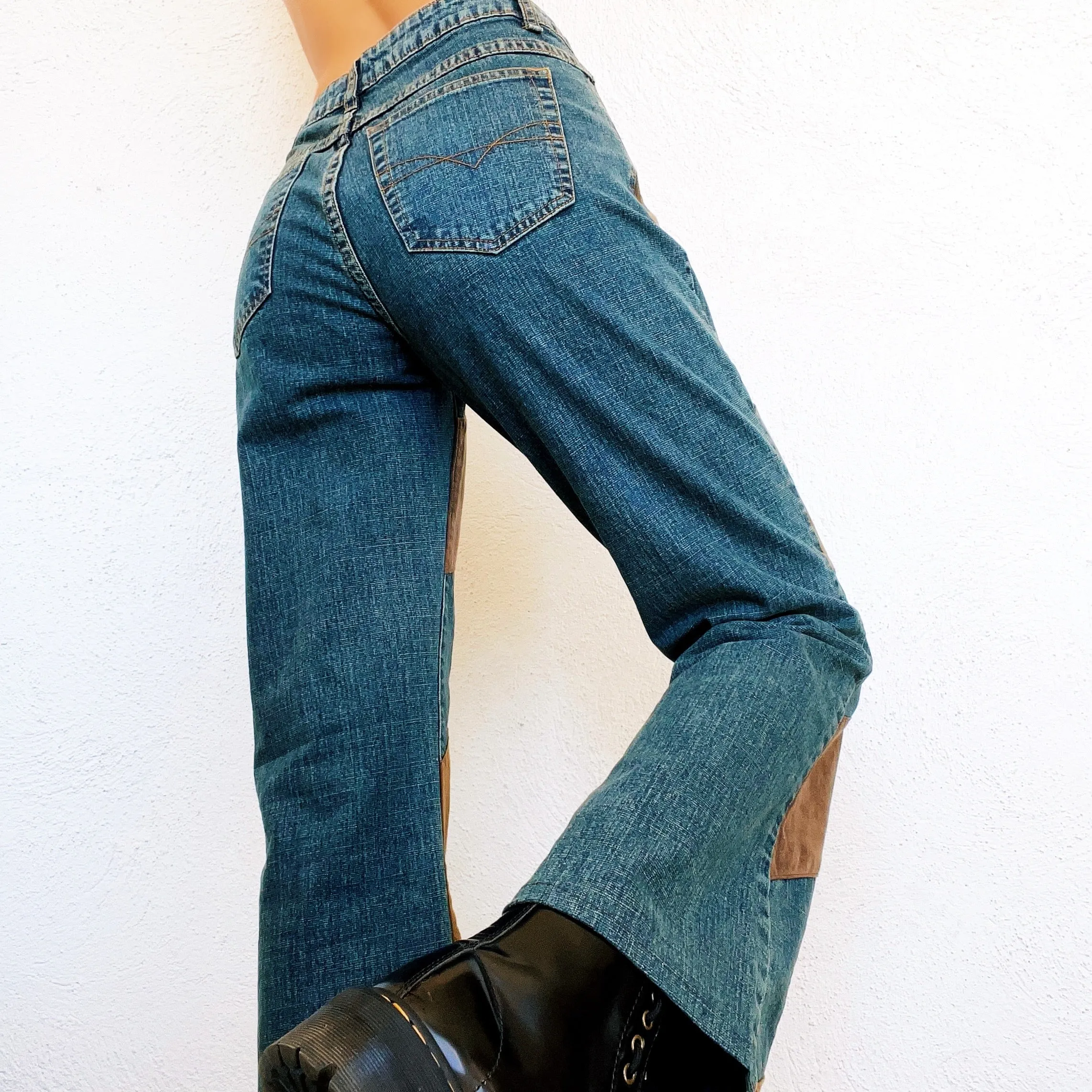 Faux Suede Patchwork Jeans