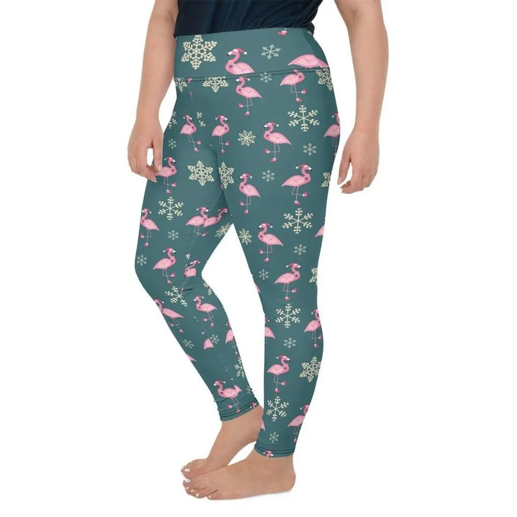 Festive Flamingos Plus Size Leggings