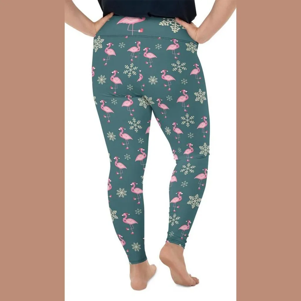 Festive Flamingos Plus Size Leggings