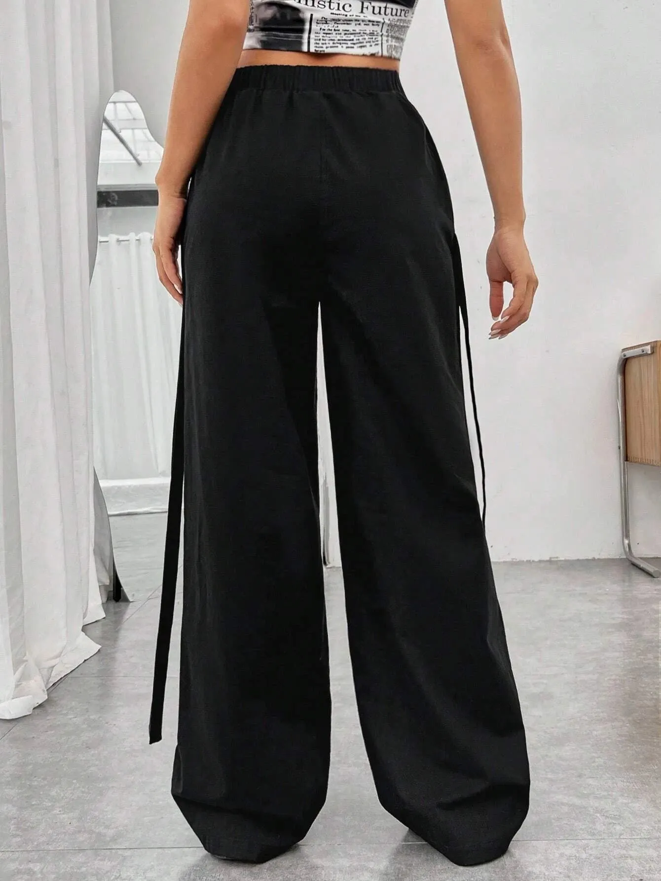 Flap Pocket Solid Cargo Pants