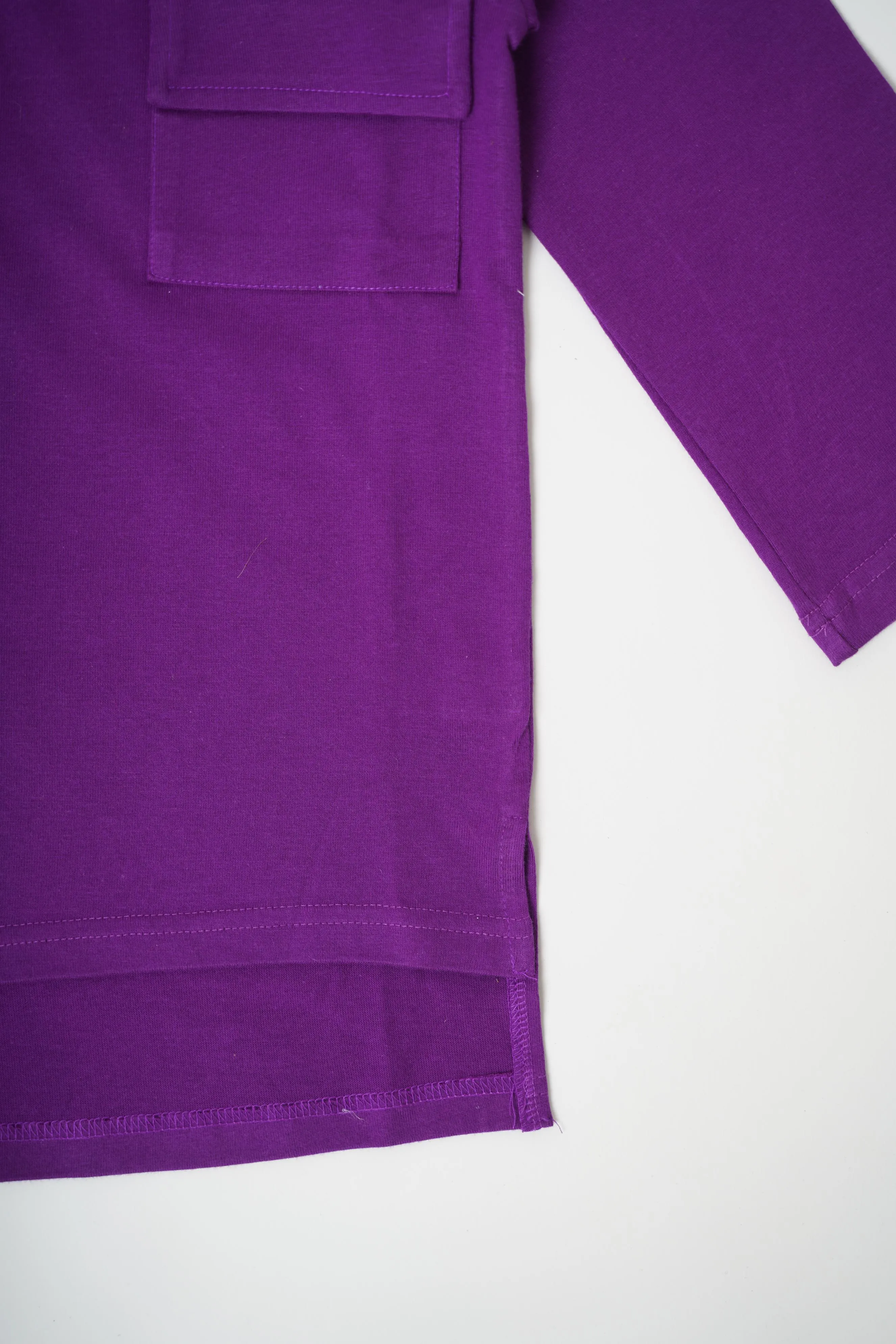 Girls 100% Cotton Knit Purple Loungewear with pockets