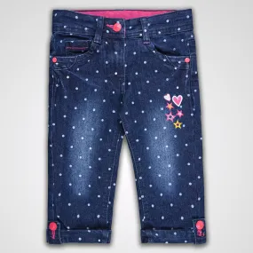 Girls 3/4th Embroidered Jeans