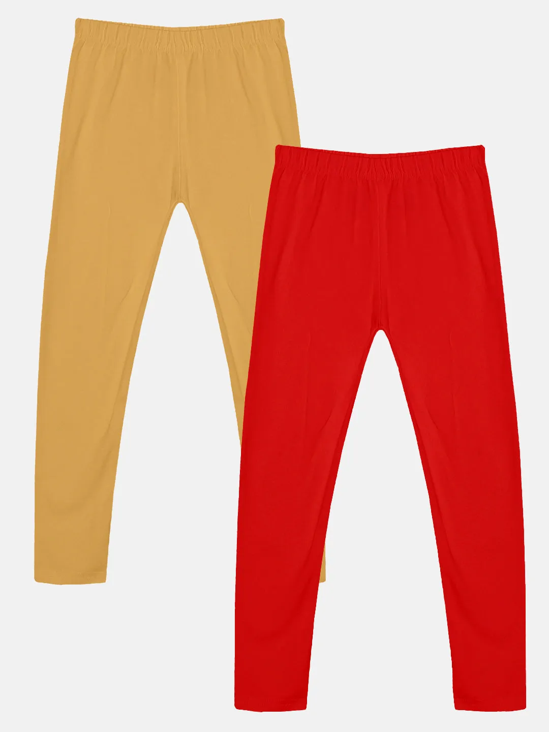 Girls Solid Leggings Pack of 2