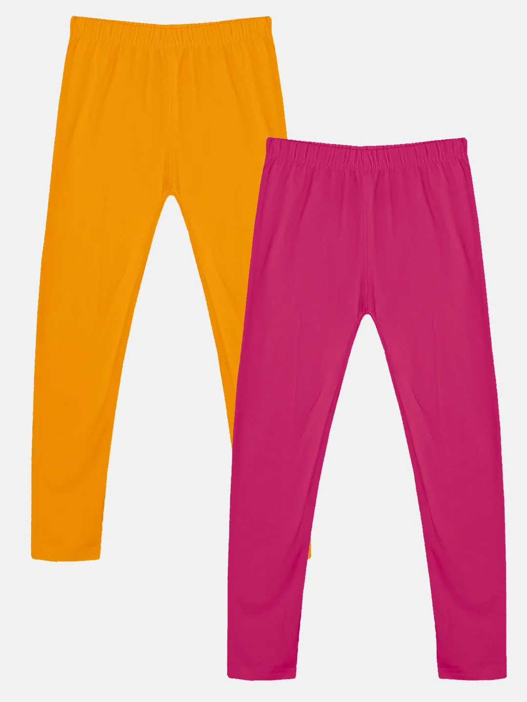 Girls Solid Leggings Pack of 2