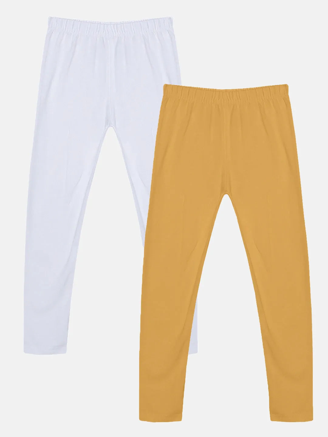 Girls Solid Leggings Pack of 2