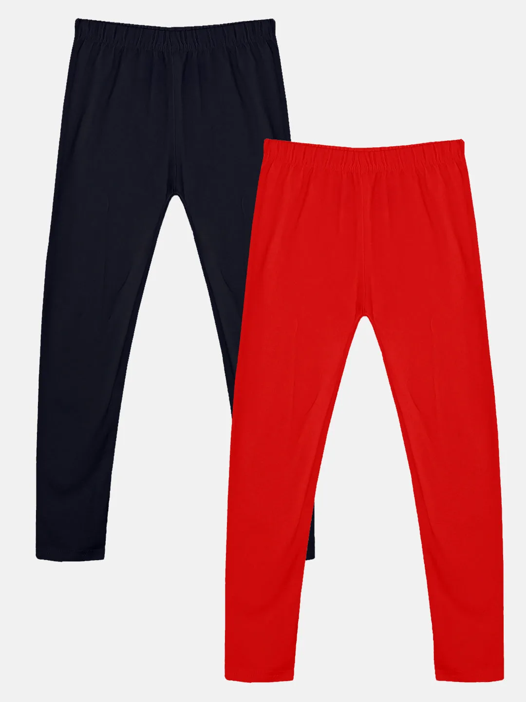 Girls Solid Leggings Pack of 2