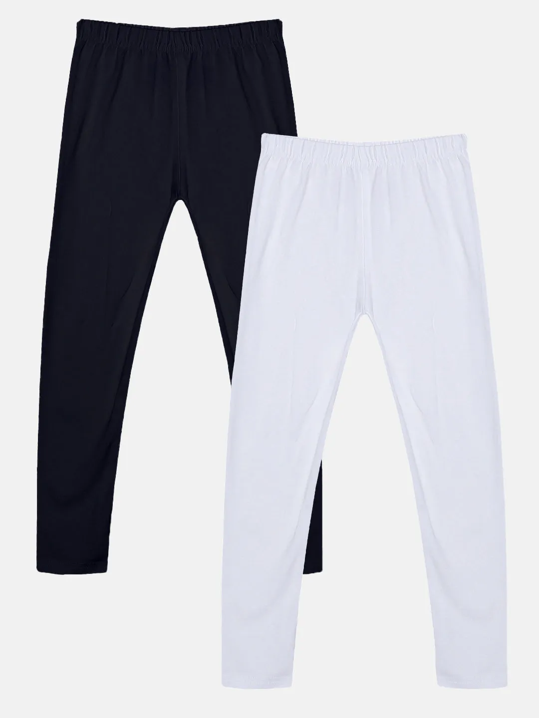 Girls Solid Leggings Pack of 2