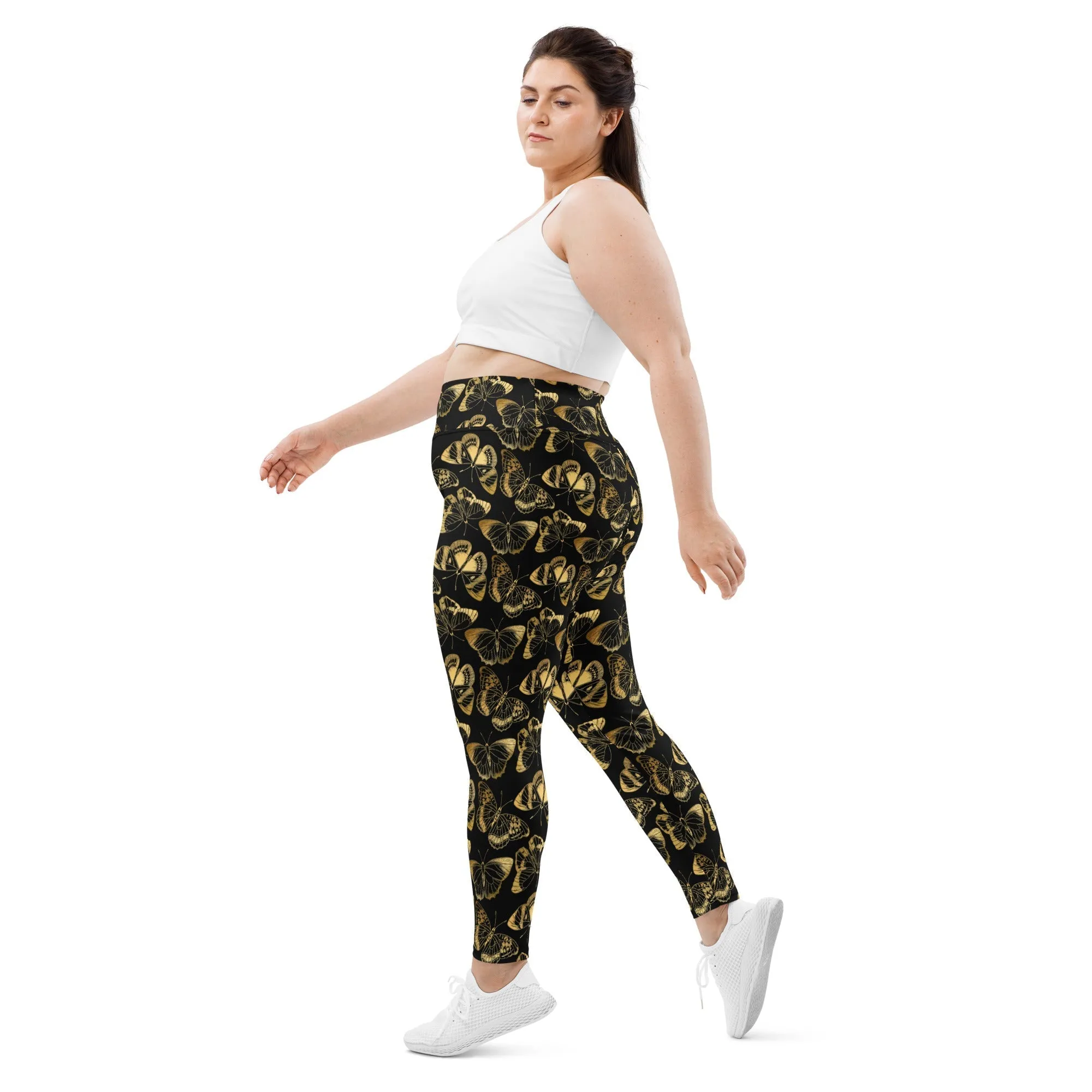 Gold Butterfly Plus Size Leggings