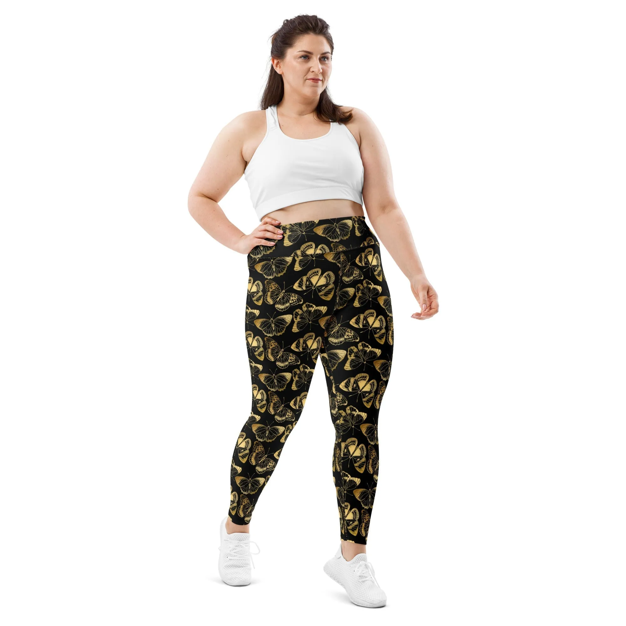 Gold Butterfly Plus Size Leggings