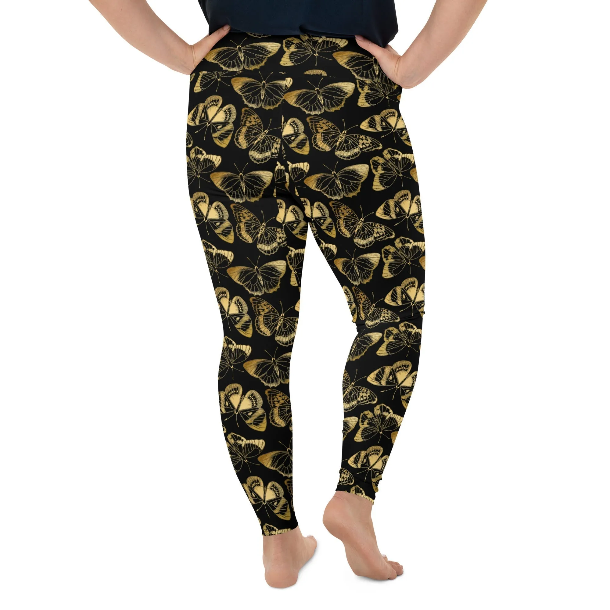 Gold Butterfly Plus Size Leggings