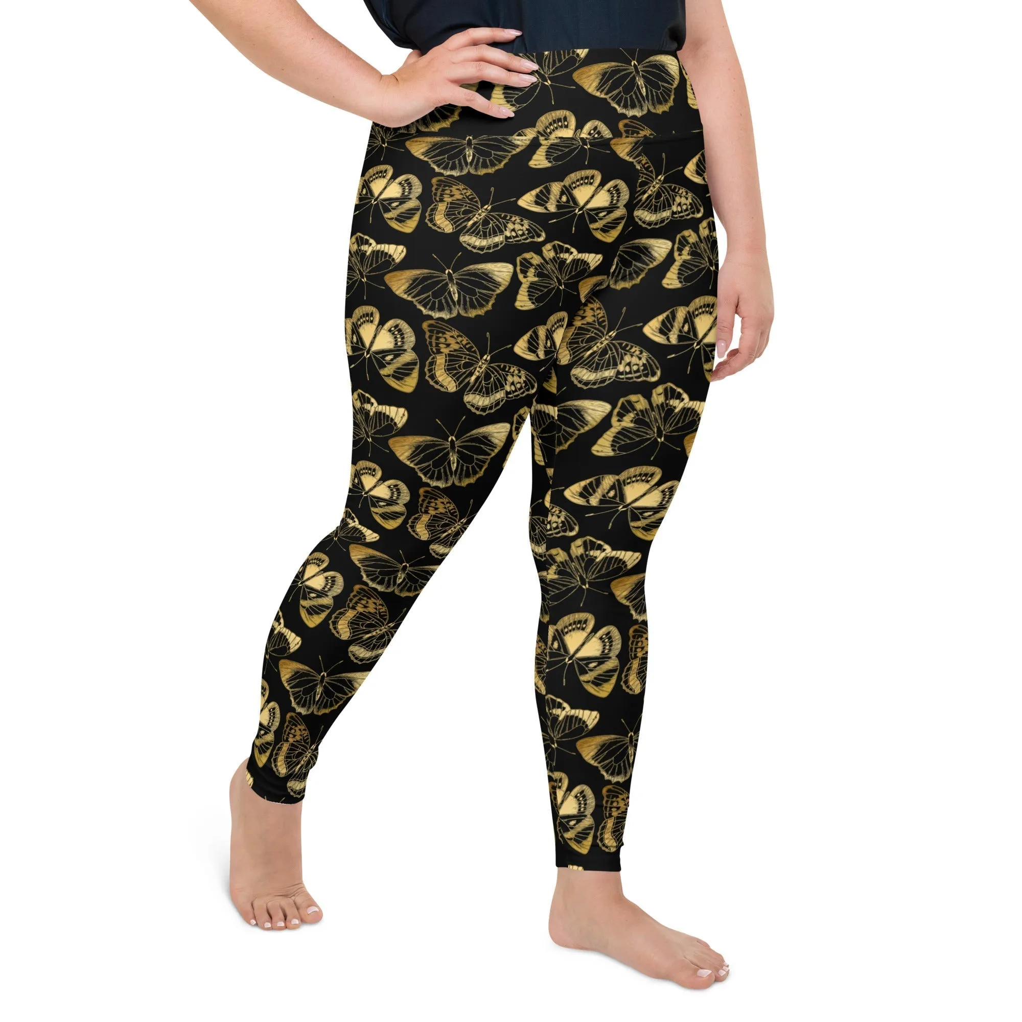 Gold Butterfly Plus Size Leggings