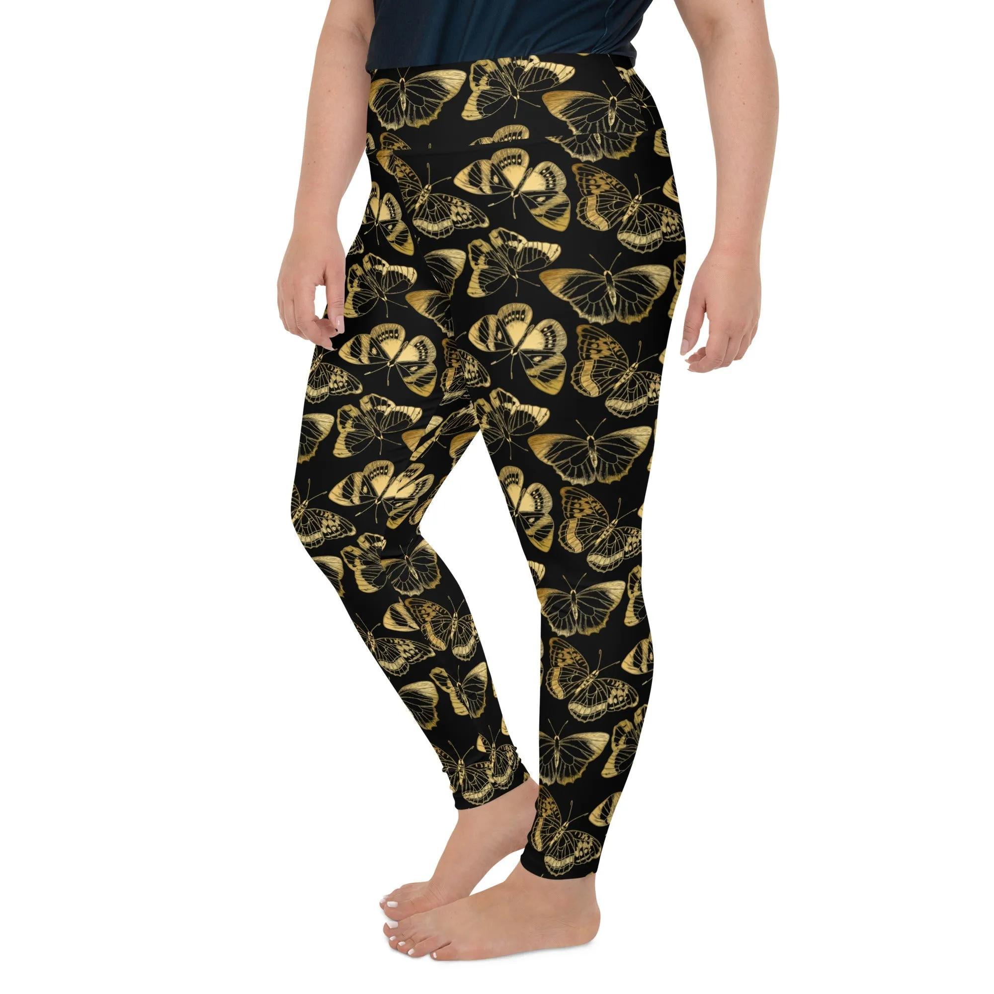 Gold Butterfly Plus Size Leggings