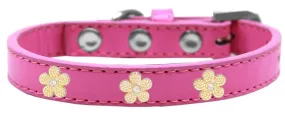 Gold Flower Widget Dog Collar Bright Pink Size 14