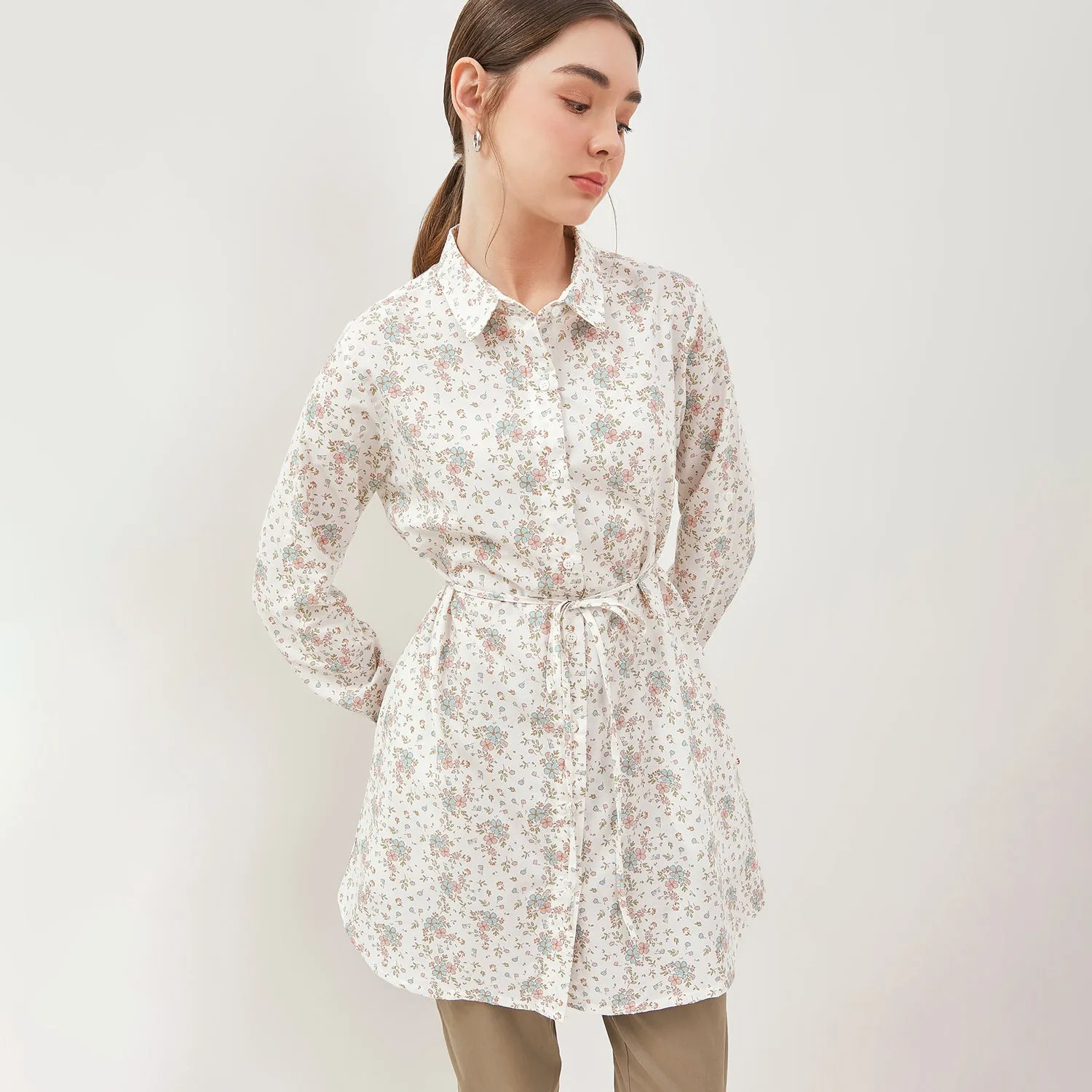 GRAPHIS Floral Long Tunic Shirt