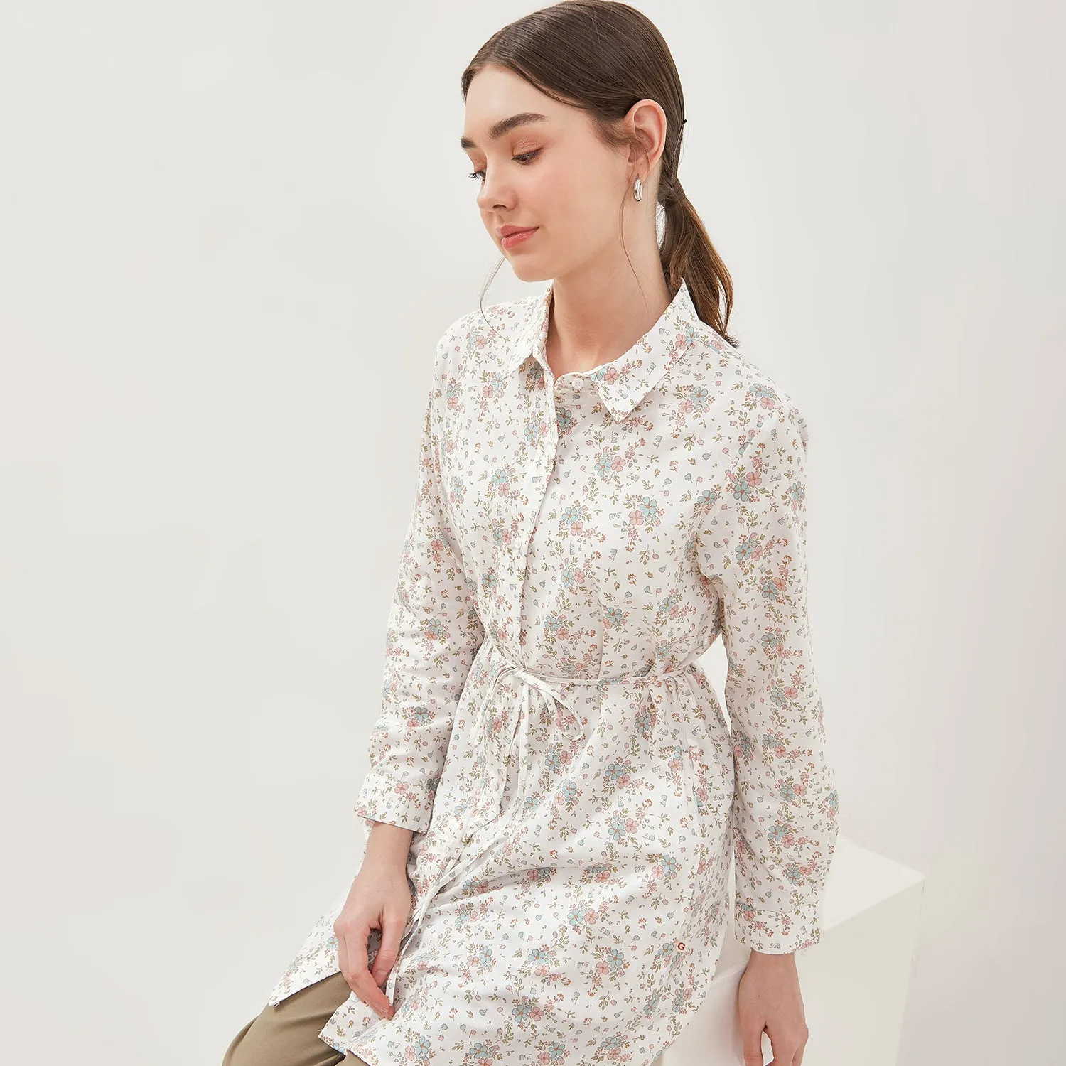 GRAPHIS Floral Long Tunic Shirt
