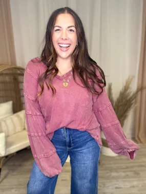 Heathered Boho by Easel Miles Away Tunic Top - Plum