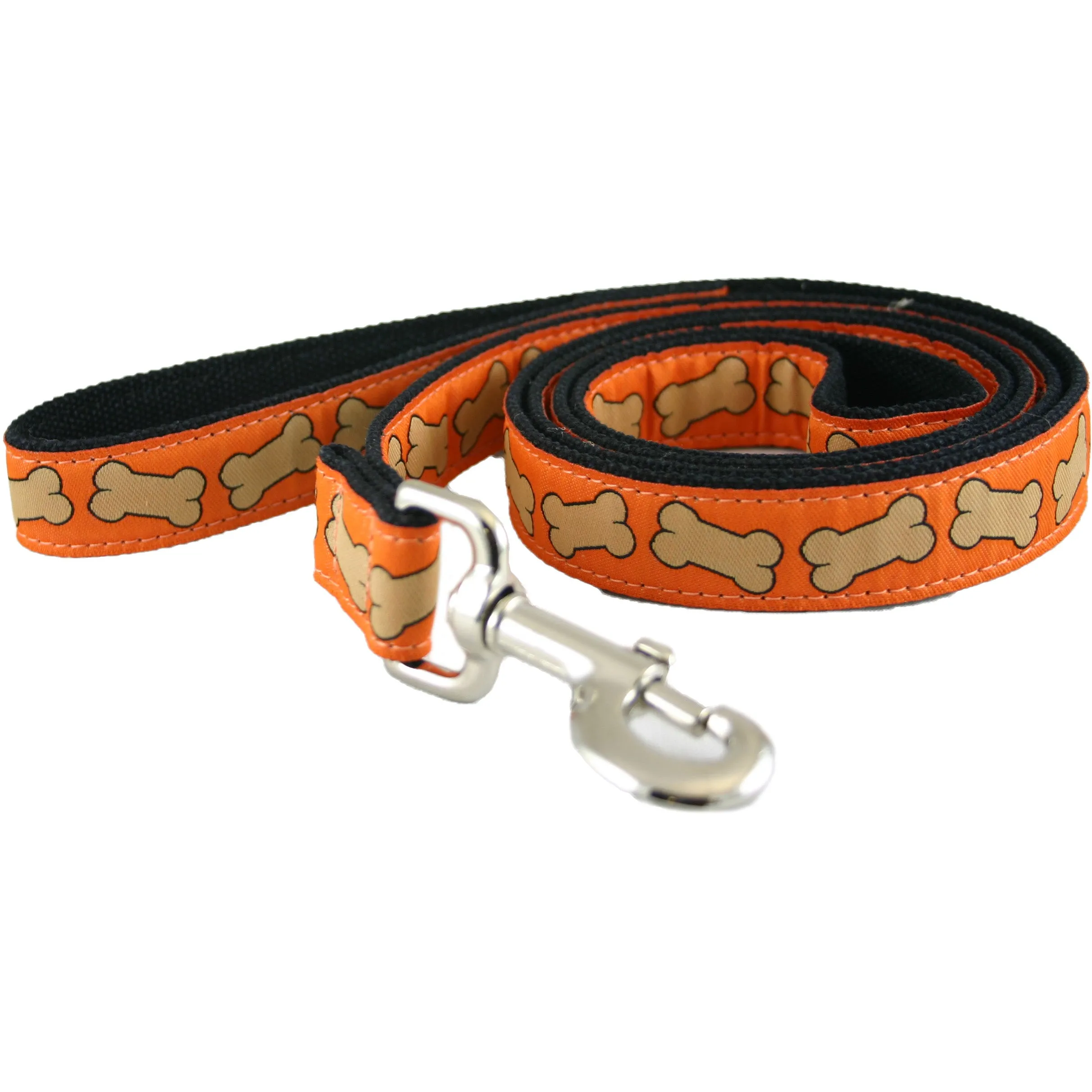 Hemp Dog Leash 6' Orange Bones