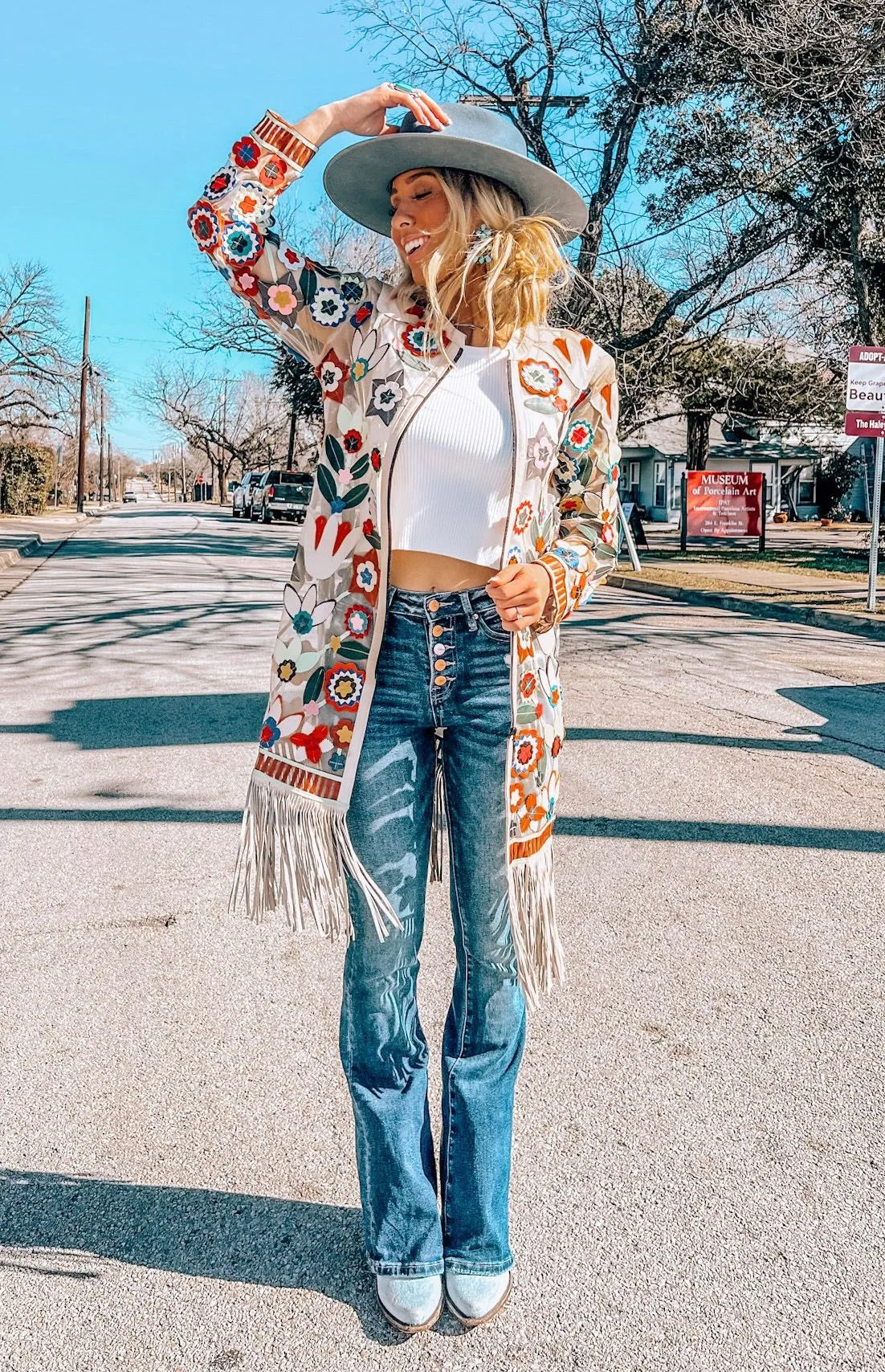 High Rise Button Fly Flare Jeans