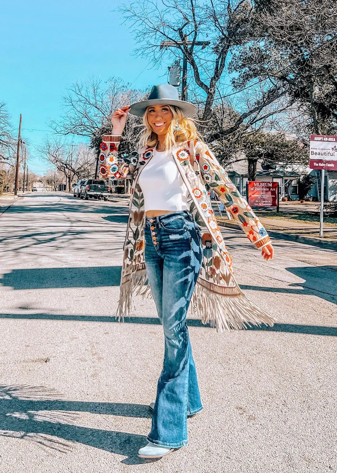 High Rise Button Fly Flare Jeans