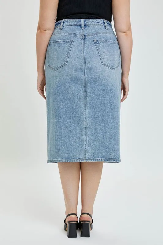 HIGH RISE MIDI SKIRT WITH FRONT SLIT