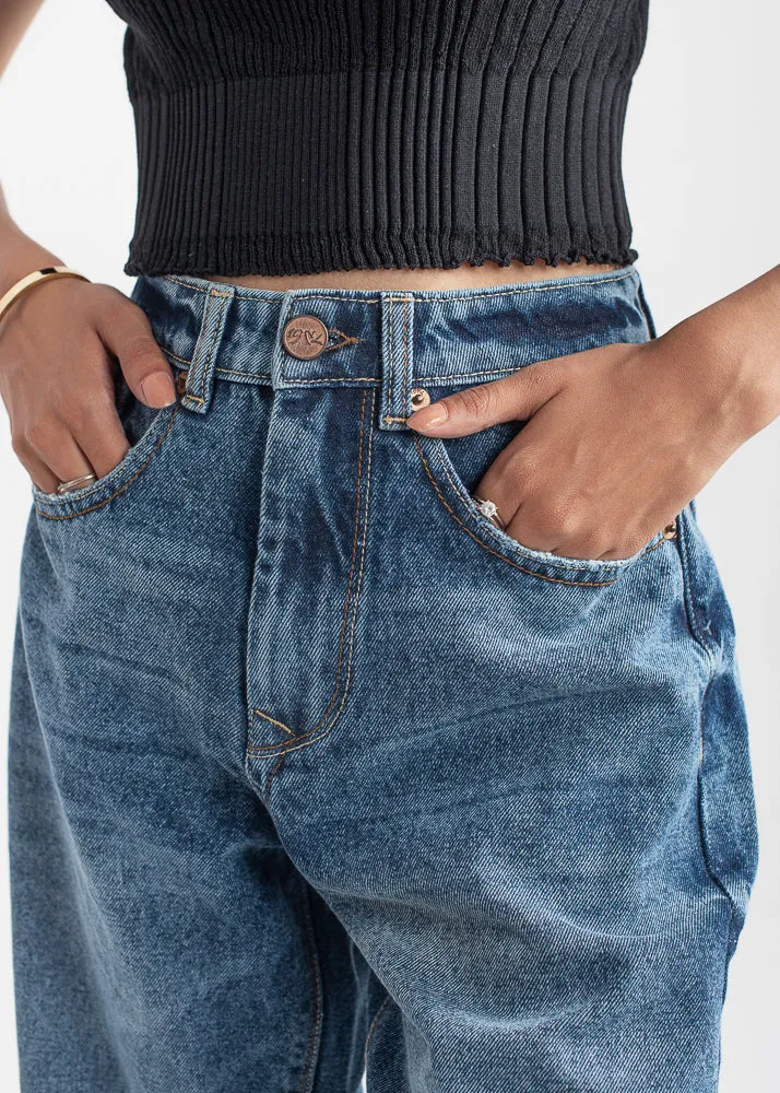 High Rise Stretchable Knee-cut Jeans with Flare (RIPPED APART )