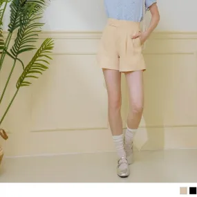 HIGH WAIST ELASTIC WAIST SUIT SHORTS