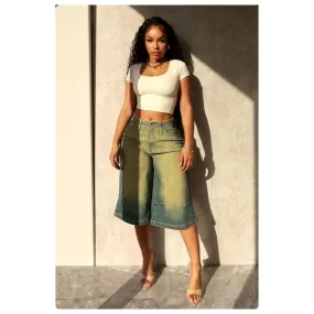 High Waist Hem Straight Leg Jeans