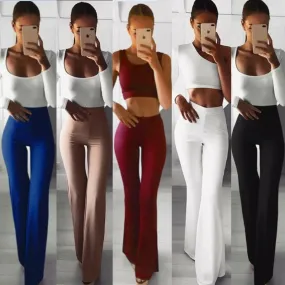 High Waist Plain Flare Pants