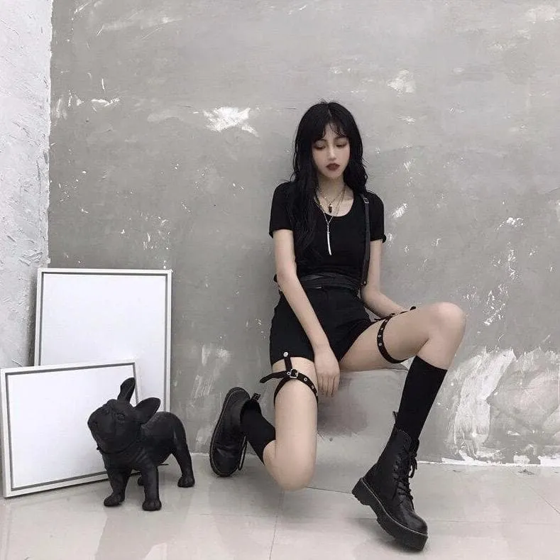 High Waist Shorts With Buckles