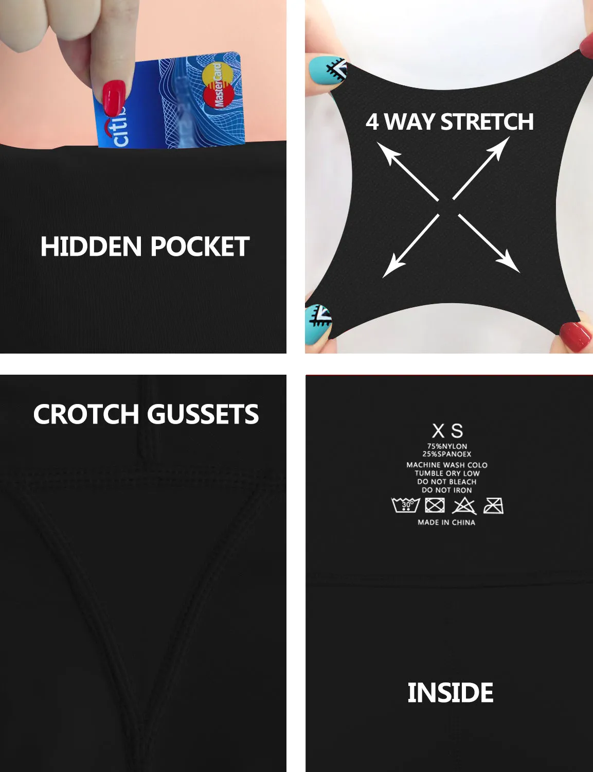 High Waist Side Pockets Running Pants black_Running