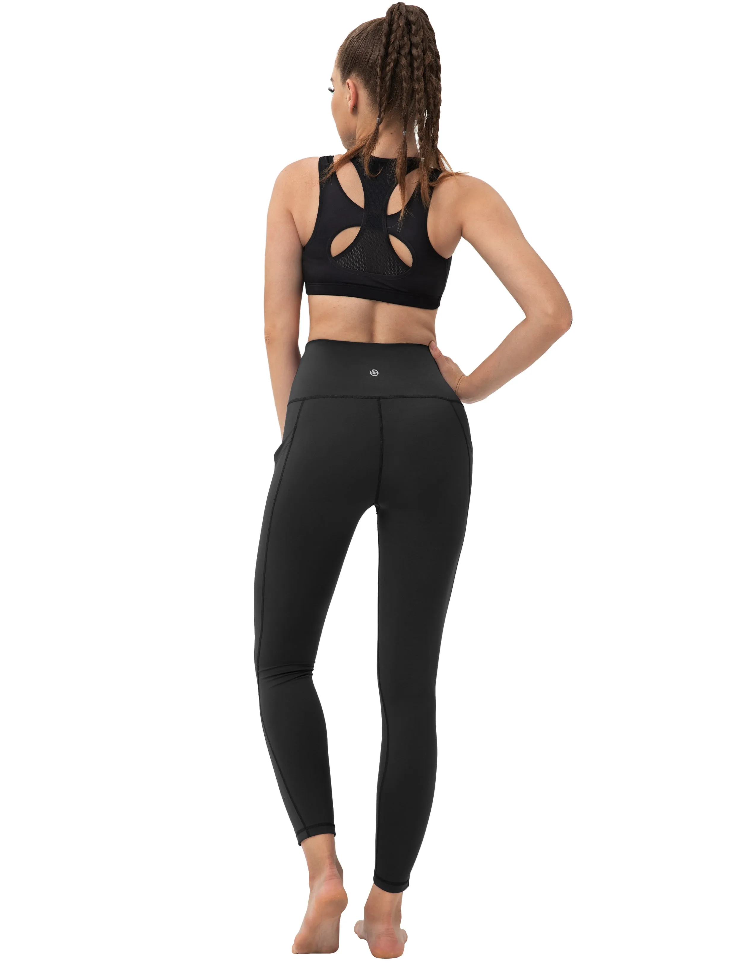 High Waist Side Pockets Running Pants black_Running