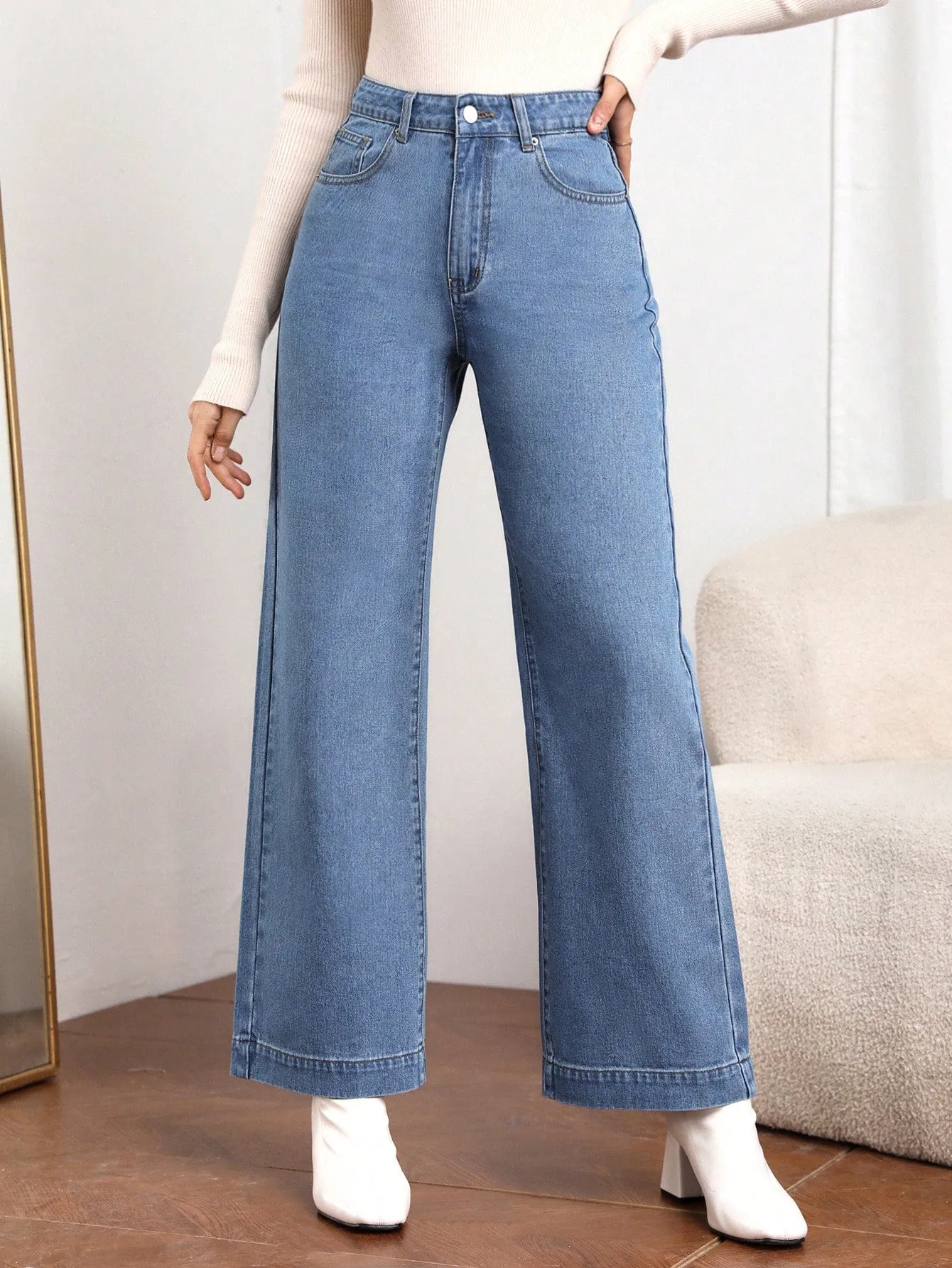 High Waist Slant Pocket Cord Pants