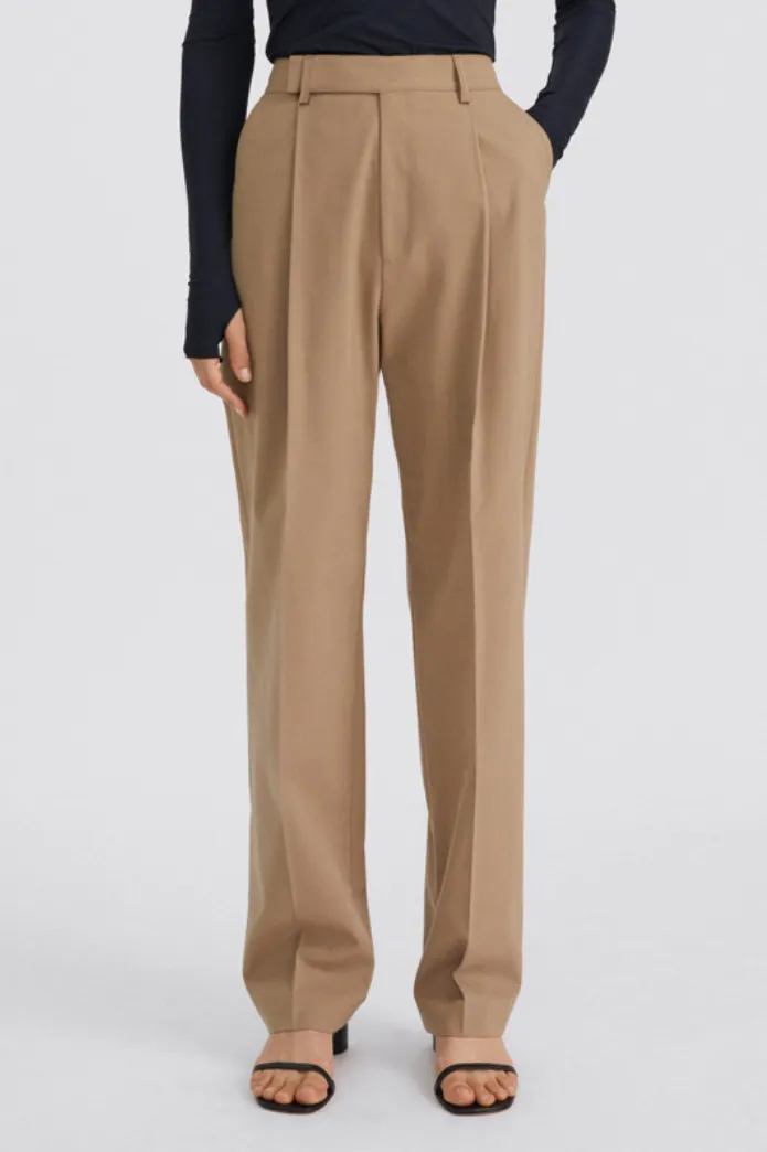 High waist straight pants / beige
