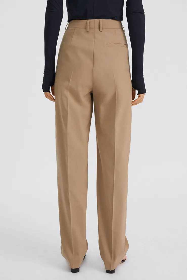 High waist straight pants / beige