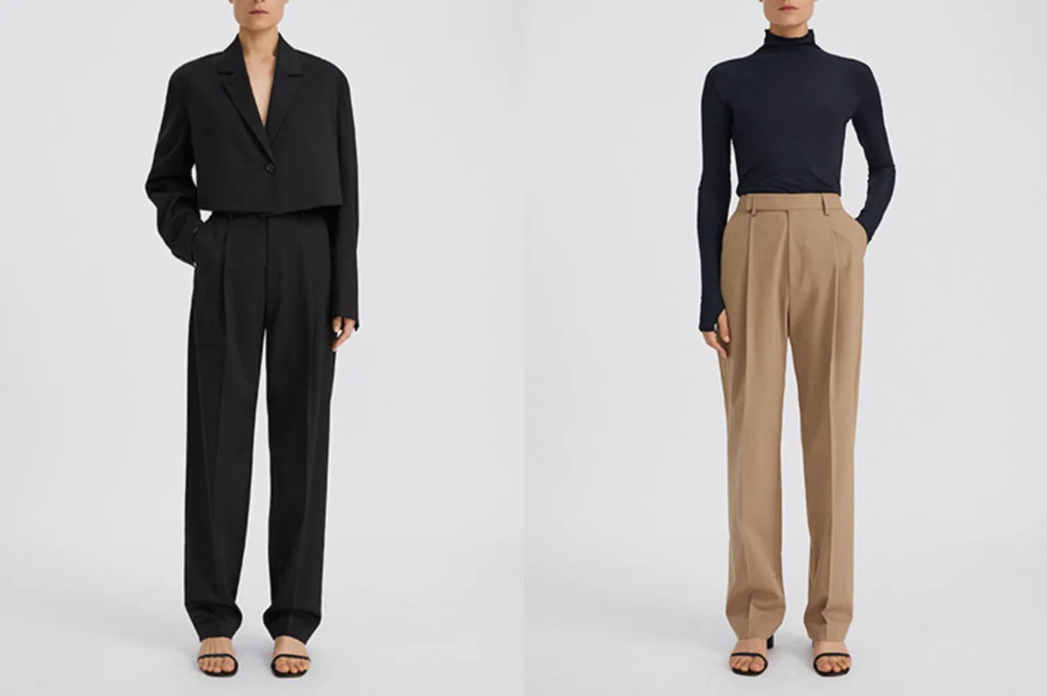 High waist straight pants / beige