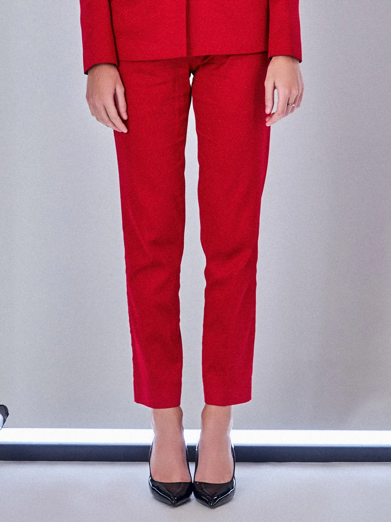 High Waist Trouser in Crimson Red