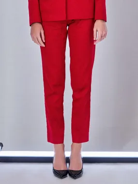 High Waist Trouser in Crimson Red