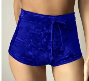 High Waist Velvet Drawstring  Booty Shorts