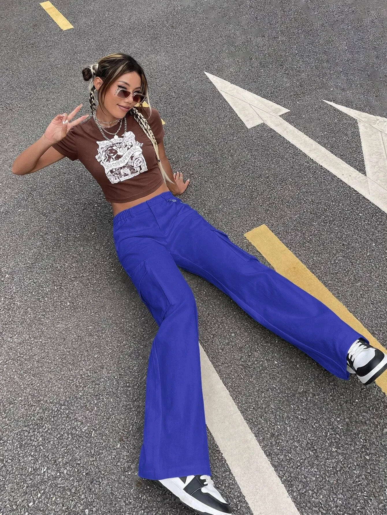 High Waisted Cargo Jeans With Flap Pocket