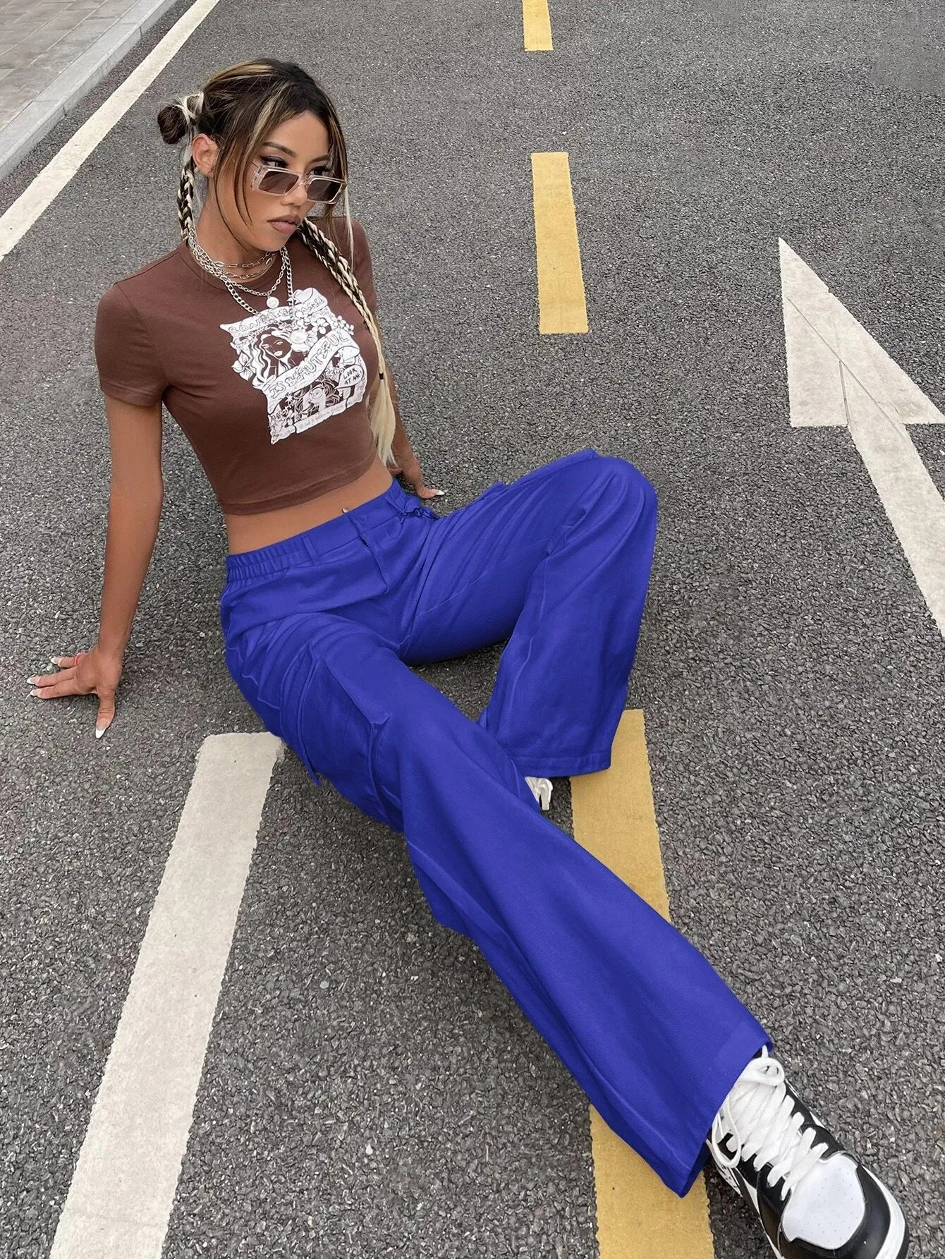 High Waisted Cargo Jeans With Flap Pocket