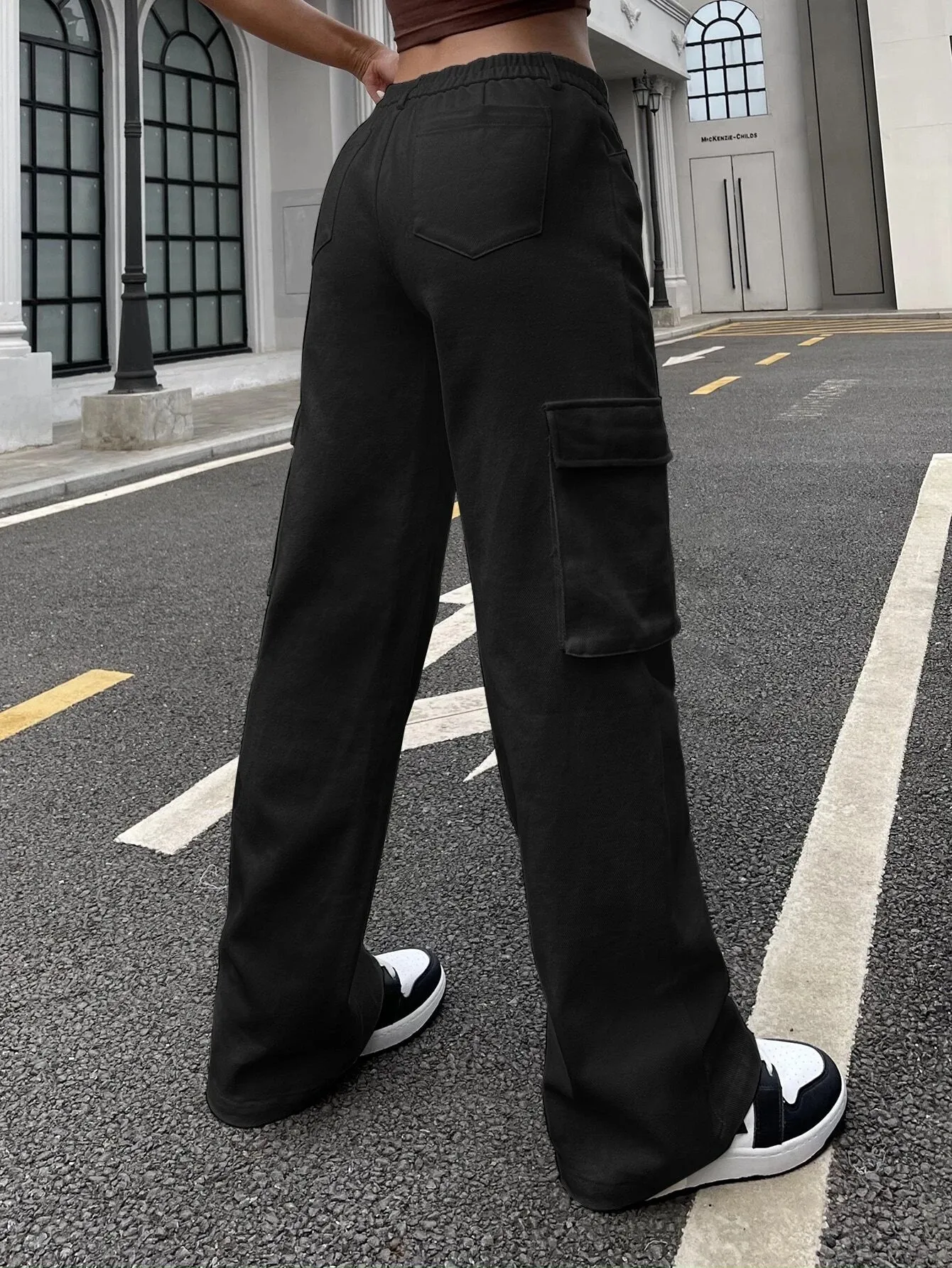 High Waisted Cargo Jeans With Flap Pocket
