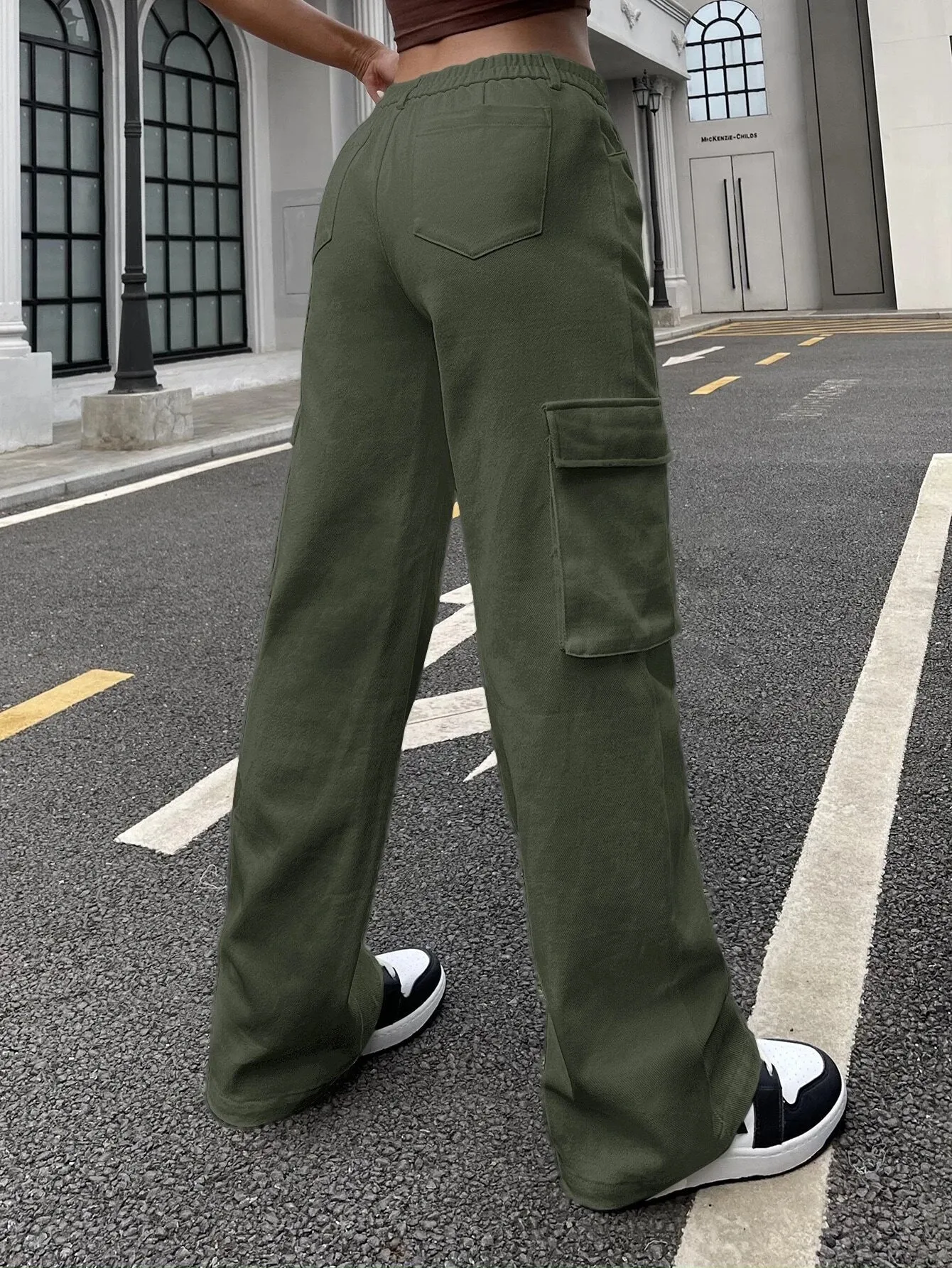 High Waisted Cargo Jeans With Flap Pocket