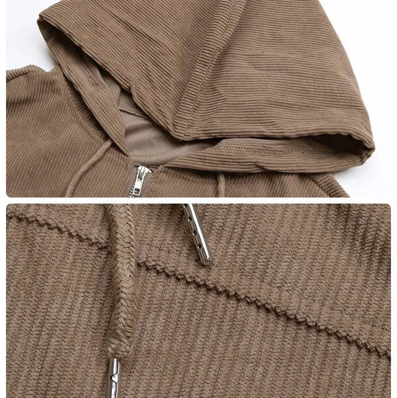 Hooded Cropped Corduroy Jacket