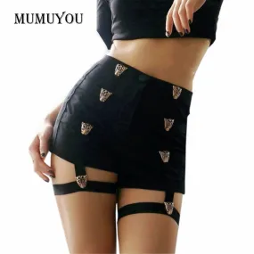 Hot Goth Sexy Shorts High Waist Punk Rock Goth Bandage Hollow Out Dance Club Hot Short Pants