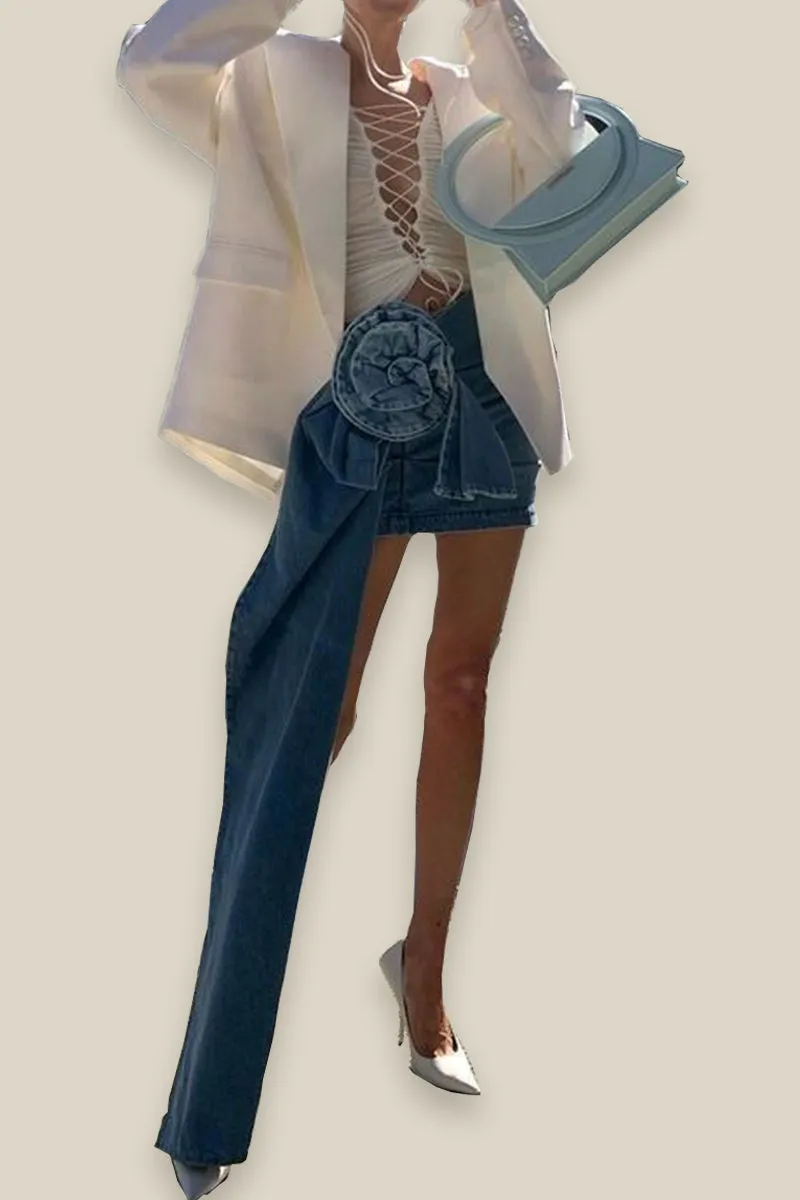 HQP3071 High-Waist 3D Rose Skirt