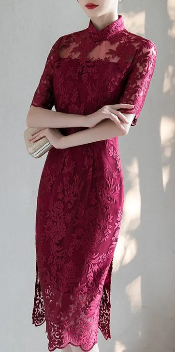Hudson cheongsam dress (ready stock in grey (M&XL) and pink (L&2XL)&red (L)/3 colours)