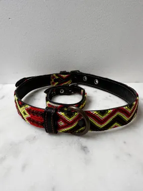 Huichol Fully Embroidered Dog Collar L9