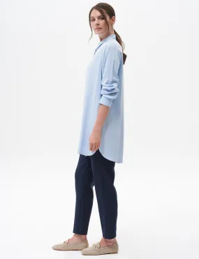 Ice Blue Basic Tunic with Hidden Placket