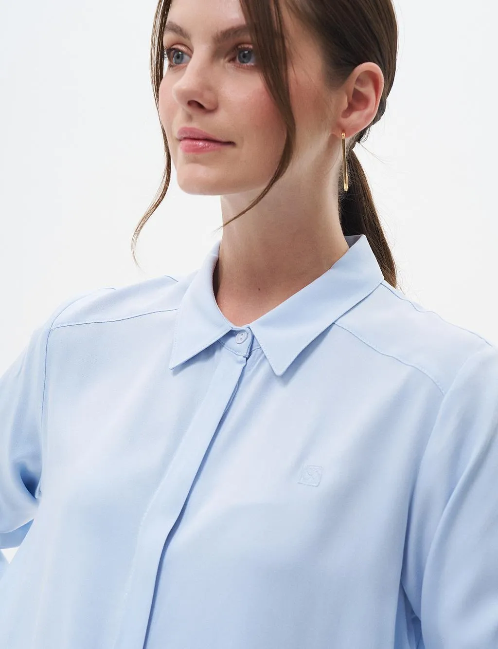 Ice Blue Basic Tunic with Hidden Placket